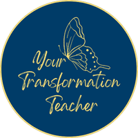 A blue circle with the words your transformation teacher in it.